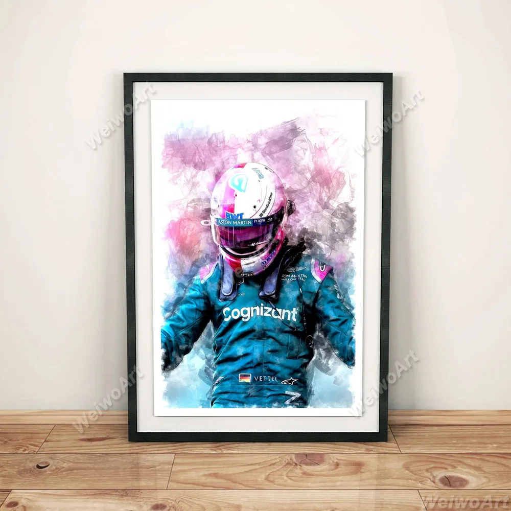 Sebastian Vettel F1 Poster Formula 1 Racing Car Canvas Prints Painting Wall Art Picture for Modern Room Home Decor Mural