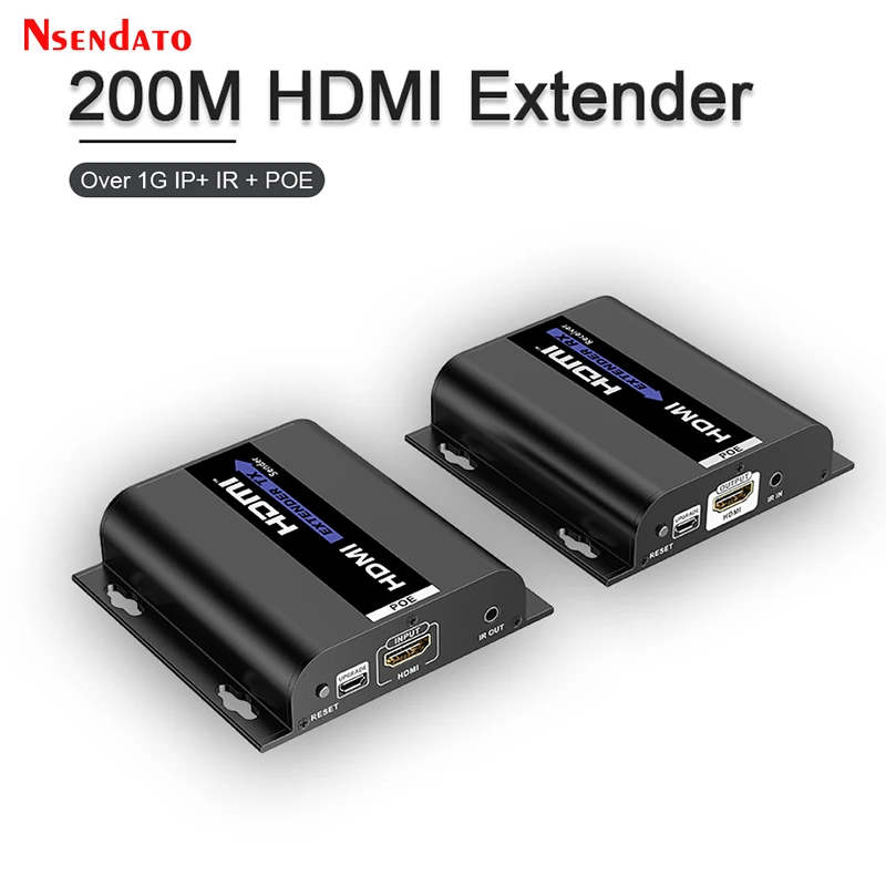 LKV383POE V5.0 1080p@60Hz 120M HDM POE Extender over IP Cat6 Ethernet Switch HDMI Video Transmitter and Receiver Kit for PC TV