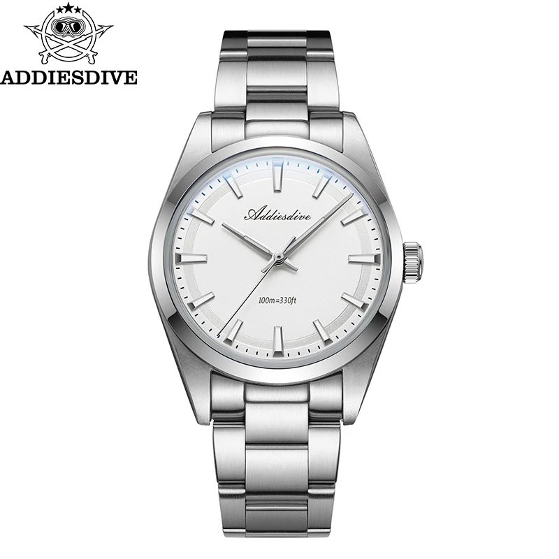 Reloj de pareja ADDIESDIVE de lujo de acero inoxidable 10Bar resistente al agua reloj de cuarzo luminoso moda 36mm relojes para hombres y mujeres