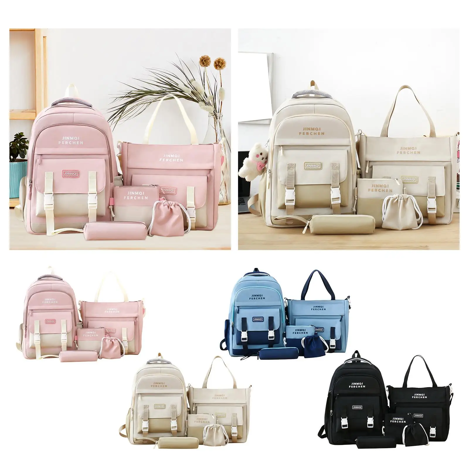 Conjunto de mochilas escolares, bolsa para caneta, bolsa tote, mochila escolar para meninas, meninos, escola primária, adolescentes, mulheres