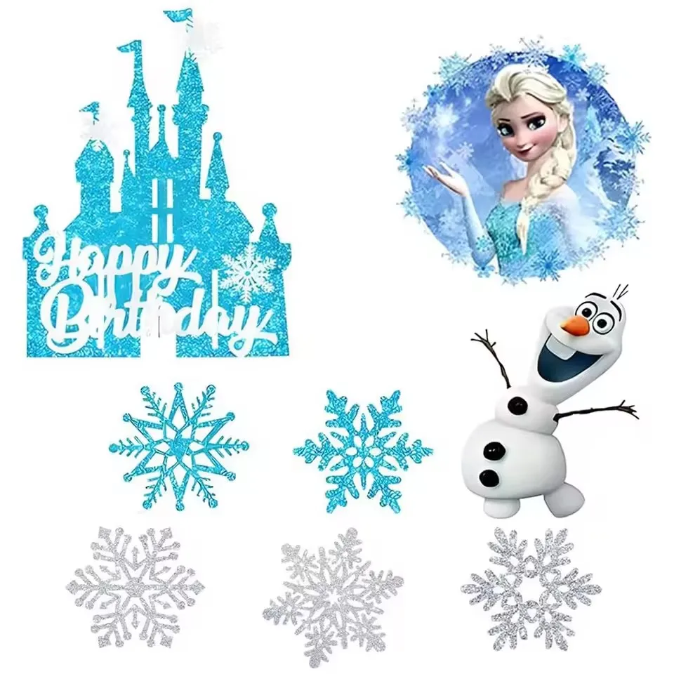 8 قطع ديزني فروزن كعكة عيد ميلاد الديكور للأطفال لصالح كعكة القبعات العالية آنا إلسا الأميرة كب كيك توبر للفتيات كعكة لوازم