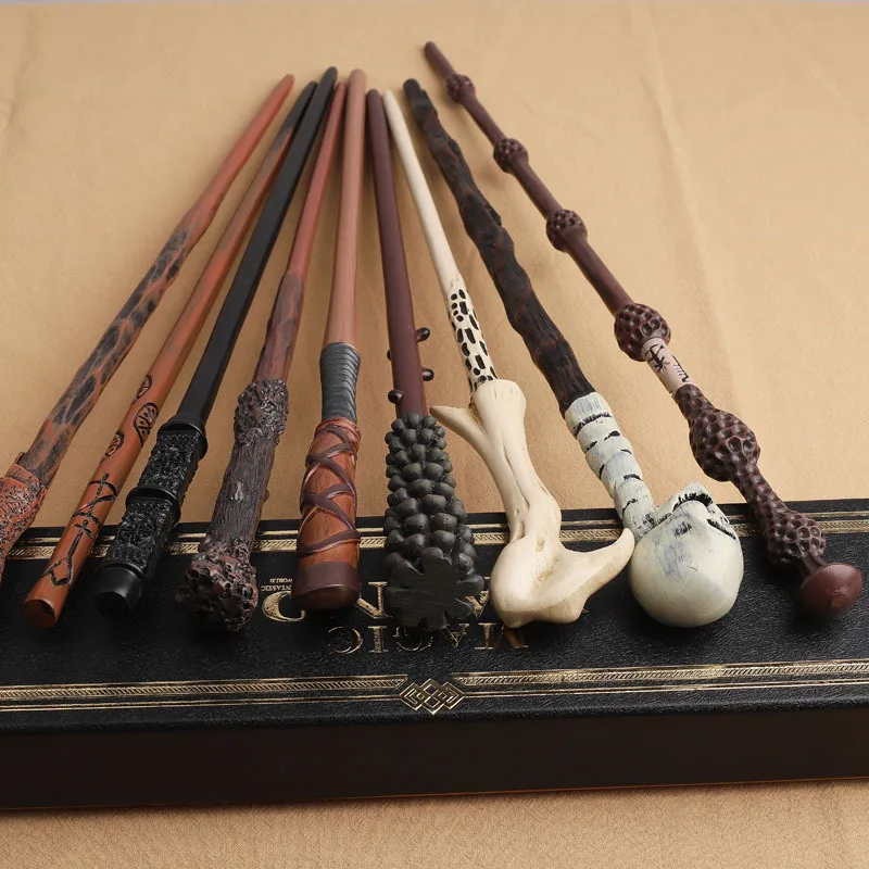 مجموعة العصا السحرية هاري بوتر - عصا هيرميون/فولدمورت العارية مع صندوق هدايا، عصا تنكرية لحفلات الهالوين