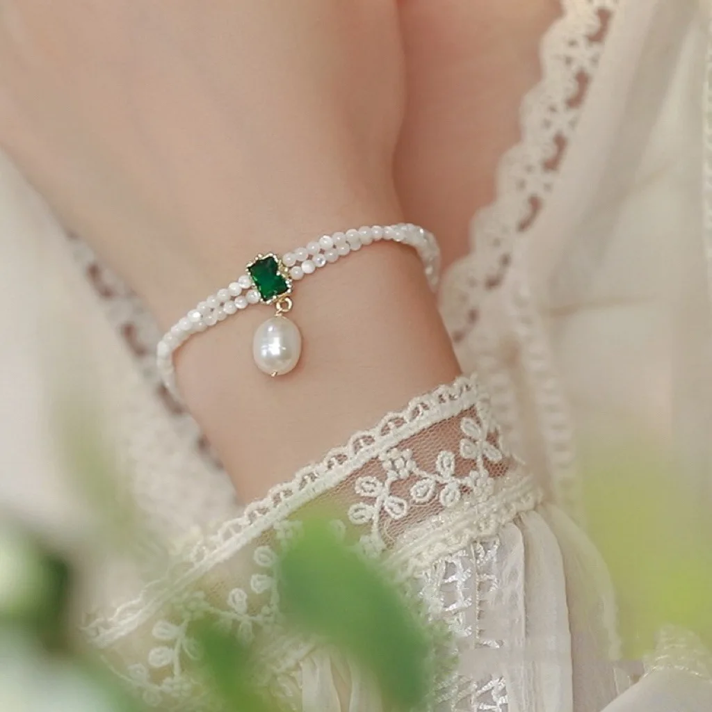 100% Natürliche Süßwasserperle, glänzender grüner Kristall, 14K Gold gefüllte kurze Halskette für Damen, Schmuck, Geschenk zum Geburtstag für Frauen – Detail 7
