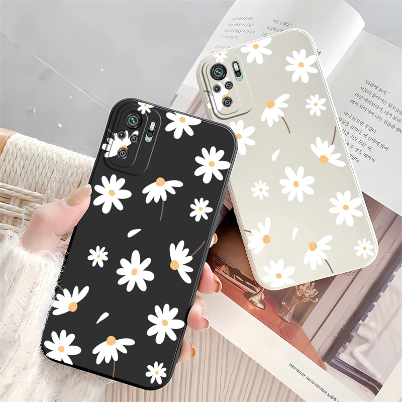 Phone Case For Xiaomi Redmi Note 10 11 12 13 Pro Max Plus 7 8 10S 11S Fashion Cute Daisies Soft Silicone Bumper Shockproof Cover