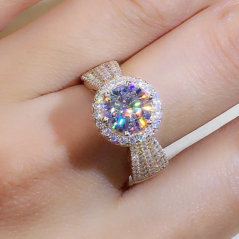 Hearts Eight Arrows PT950 Plated New Imported Moissanite Full Diamond Open Ring for Women