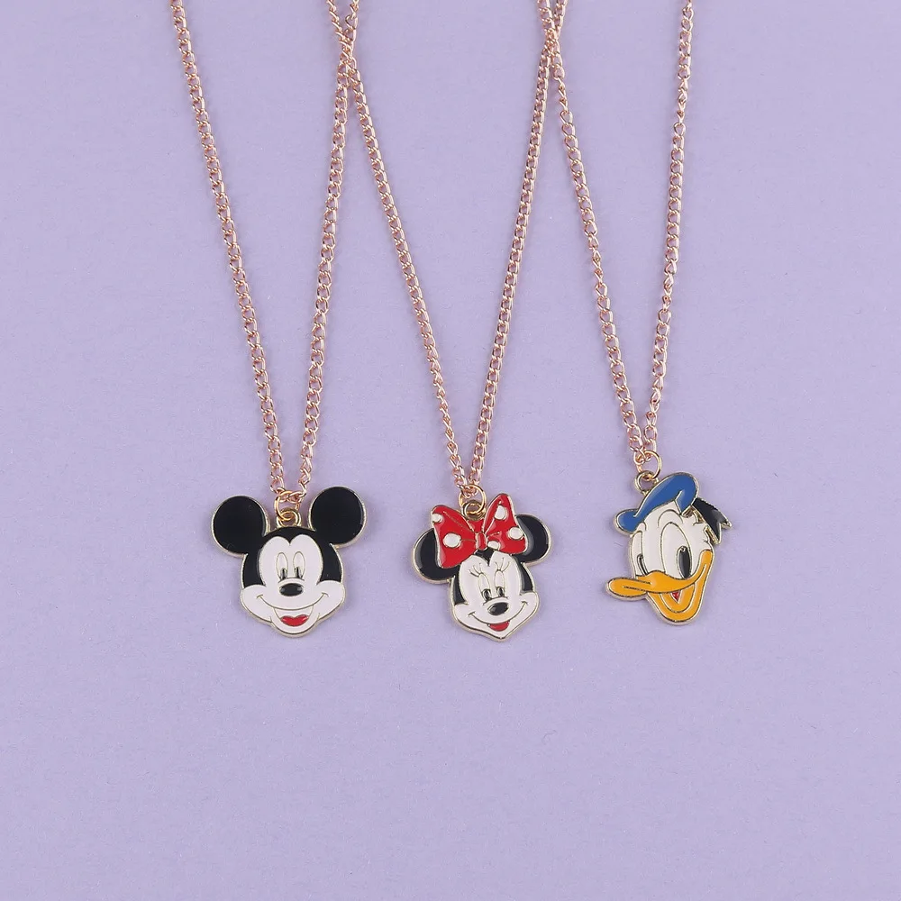 Disney Necklace Cartoon Mickey Mouse Minnie Donald Duck Childhood Fun Fashion Anime Student Hoodie Chain Accessories Kids Gifts