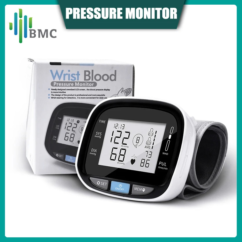 Automatic Digital Wrist Blood Pressure Monitor Sphygmomanometer Tonometer Tensiometer Heart Rate Pulse Meter BP Monitor