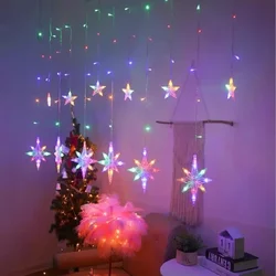 3.5m Christmas Fairy Lights Festoon Led String Lights Snowflake Garland on Window Curtain Indoor Tree Decoration Wedding Lamp