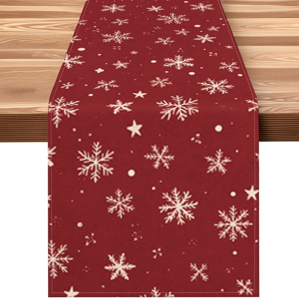 Santa Claus Christmas Table Runner Snowflake Reindeer Christmas Table Flag Snowman Desk Decor Xmas Tablecloth New Year