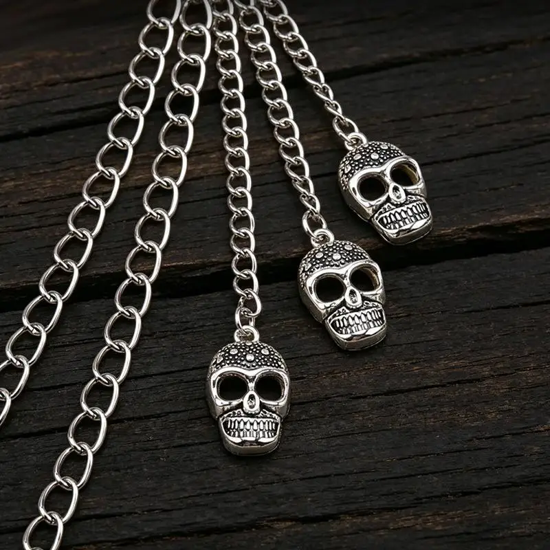 Punk-Hosenkette mit Totenkopf-Dekoration aus Metall, Taillen-Schlüsselanhänger für Männer und Frauen, Jeans-Hosenkette, Gothic Vintage Hip-Hop Schmuck-Accessoires – Detail 5