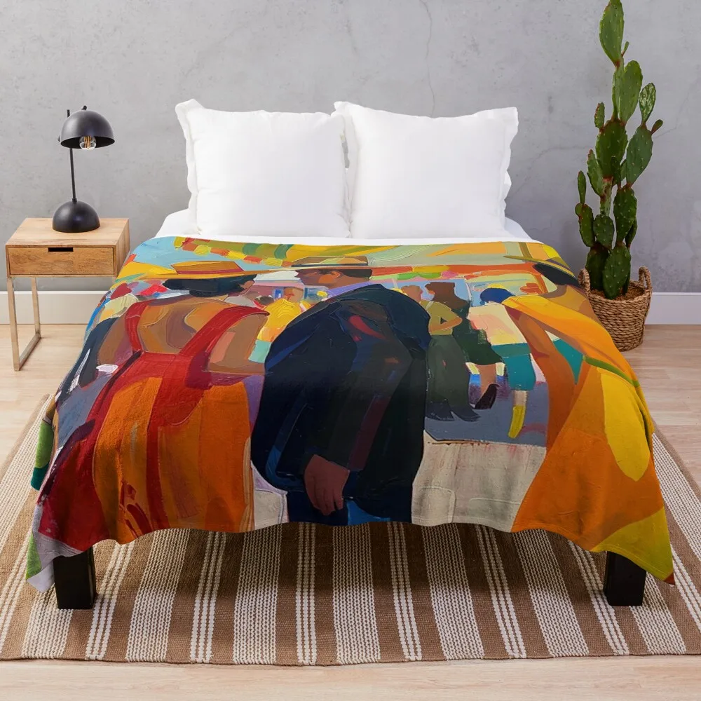 A Dance of Colors at the Seville Fair Throw Blanket Heavy Blankets For Bed Soft sofa bed Blankets