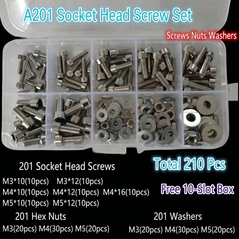 210/300/480-piece Stainless Steel Cup-head Hex Nut And Bolt Set - Includes Flat Washer  cup-head Bolts, And Screws
