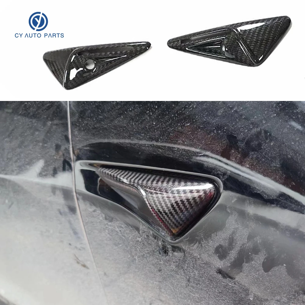 

2Pcs Side Camera Protection Covers Fender Trims Carbon Fiber Modified Model 3 Car Decor Sticker For Tesla Model 3