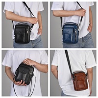 Stylish Men's Shoulder Strap Portable PU Leather Crossbody Bag Business Briefcase Men's Messenger Bag Travel Bag