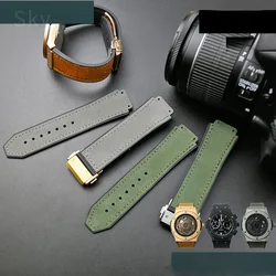 For Hublot Yuki Leather Big Bang Waterproof Sweatproof Durable Frosting Suede Watch Band Special Convex Interface Accessories