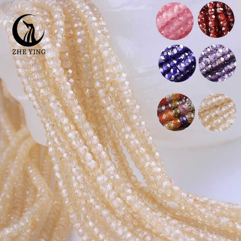 Zhe Ying 2X3mm Faceted AAA Zircon Stone Beads Beige Color Gemstone Faceted Rondelle Zircon Beads for Jewelry Making 15''