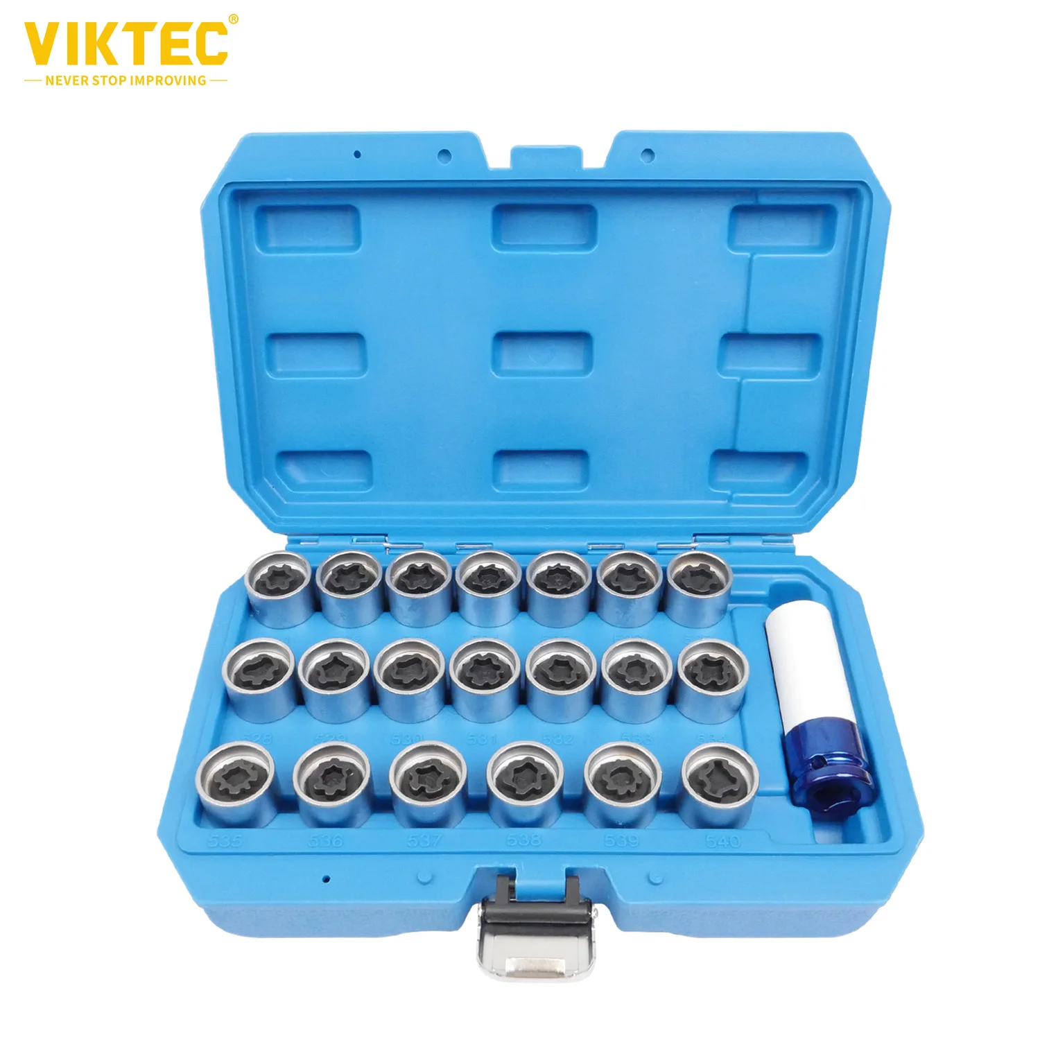 Anti-Theft Screw Disassembly Tool Key Sleeve For VW Car Tire Wheel Locking Nut Key Kit 521-540,21pcs,VT13941C