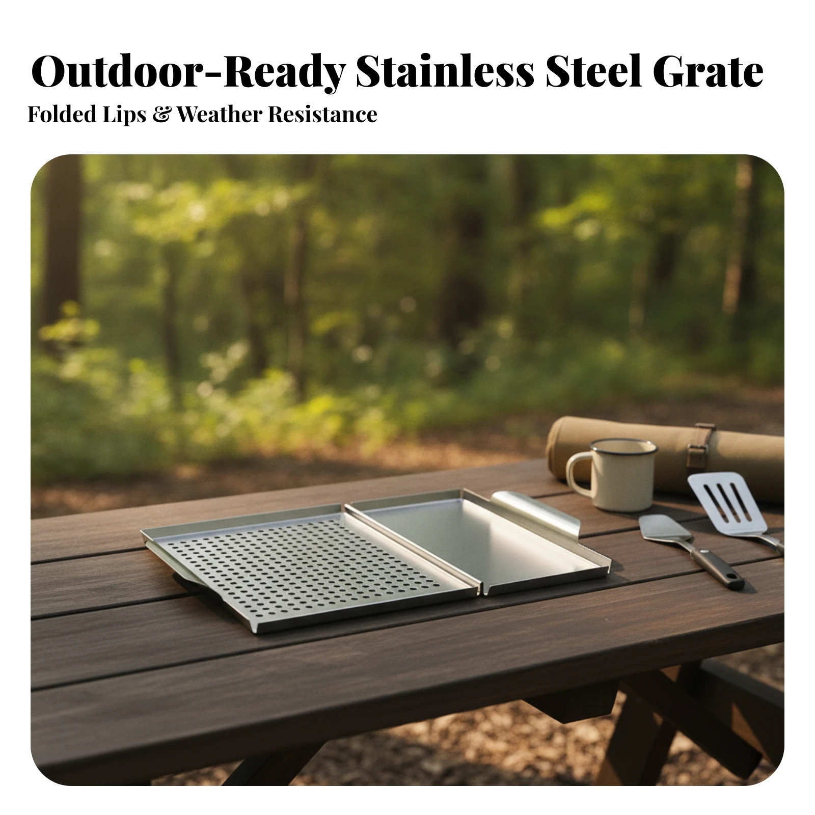 Bbq Tray with Side Handles Versatile Perforated Grill Pan BBQ Pan Portable for Backyard Cookouts, Home Cooking
