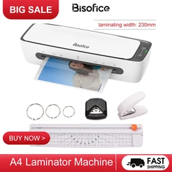 6 in1 SL688 A4 Laminator Machine Set Hot and Cold Lamination 2 Roller System 9 inches Max Width w/ Paper Cutter for Home