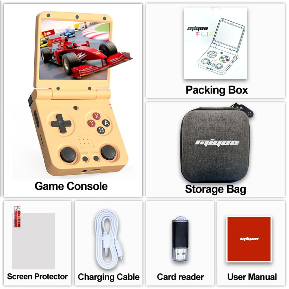 MIYOO Flip V2 Handheld Game Consoles Spelers 3.5''IPS Scherm Linux Systeem Klassieke Retro Draagbare Video Game Simulator Gamer Gift