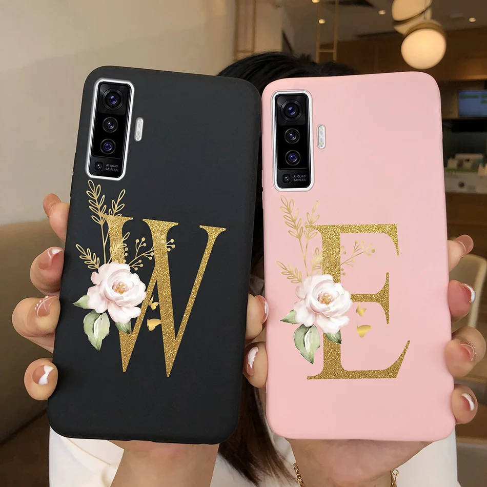 For VIVO X50 X50 Pro Phone Case Fashion Luxury Flower Letters Shell For VIVO X 50 X 50 Pro Advanced Sense Soft Back Cover New