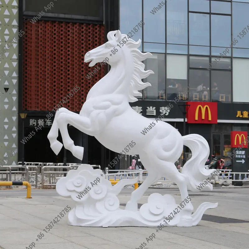 zodiac horse sculpture large glass fiber reinforced plastic outdoor floor square clock in Meichen decorative ornament