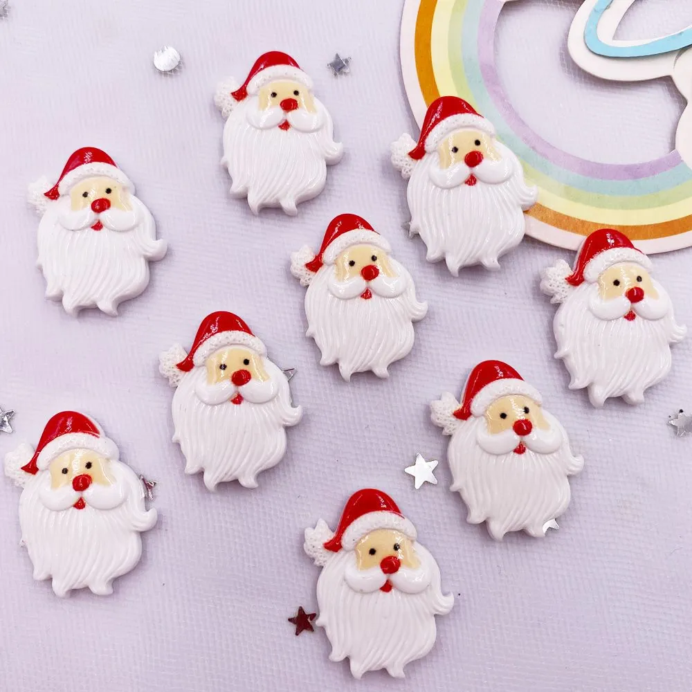 20pcs Colorful Resin Star Hat Santa Claus Flatback Cabochon Stone DIY Scrapbook Figurines Miniature Christmas Accessories Crafts