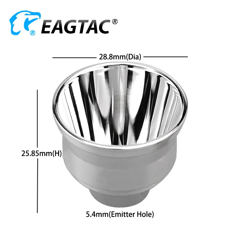 SMO Aluminum Reflector Emitter Hole 5.4mm or 6.6mmn 28.8mm(D) x 25.85mm(H) For EAGTAC TX25C2 TX25C For XML2 XPG2 XPL SFT40 SST40
