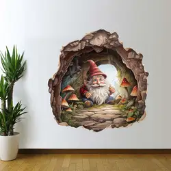 Whimsical Gnome World Wall Decal Sticker-Enchanting Wall Decor for Fantasy Lovers - Magical Wall Art for Home,Nursery Setup S361