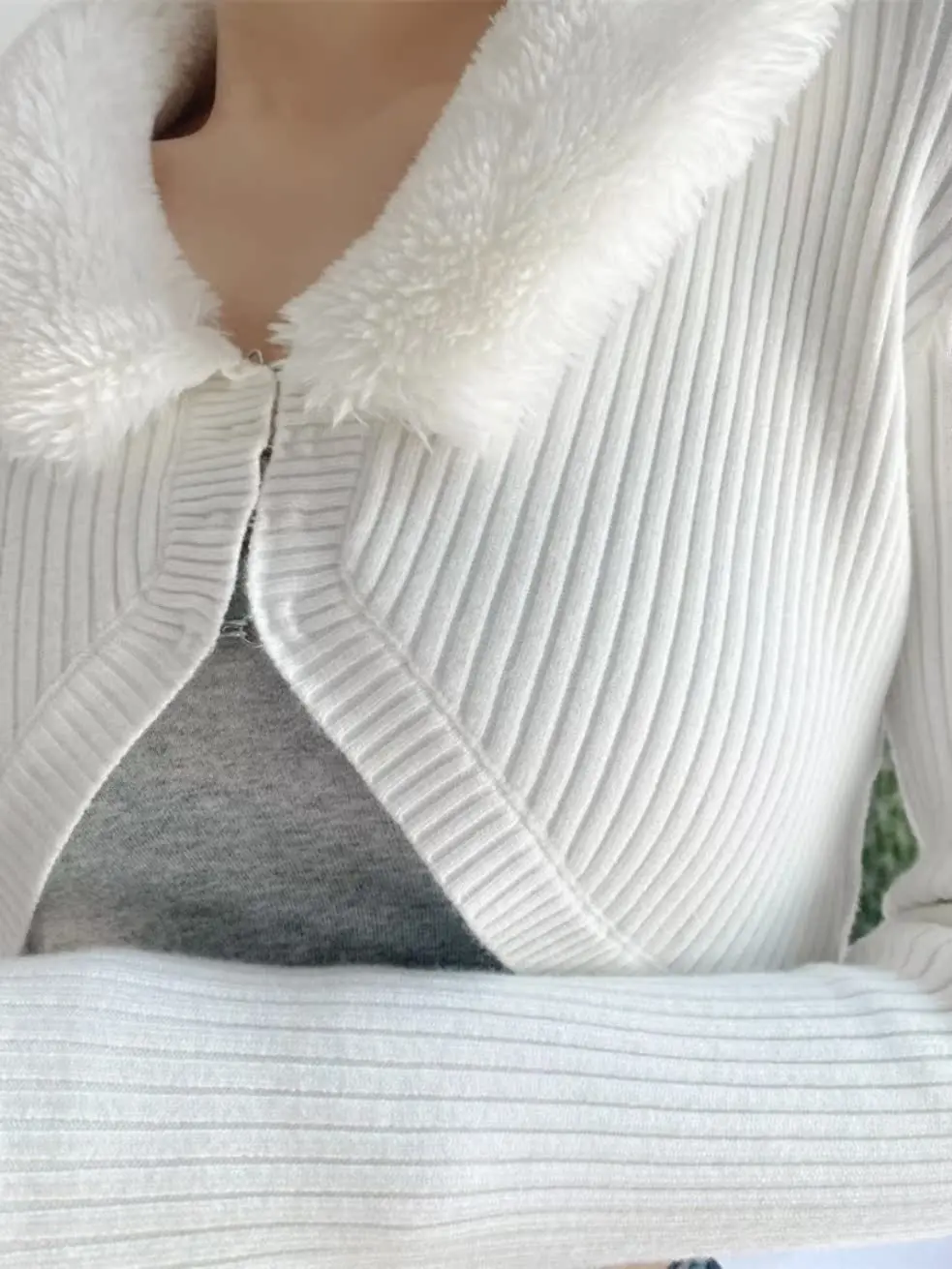 

Облегающий вязаный ор Кардиган с меховым воротником в стиле пэчворк V-Ne Long Sve Street Sle Зимняя верхняя одежда для женщин