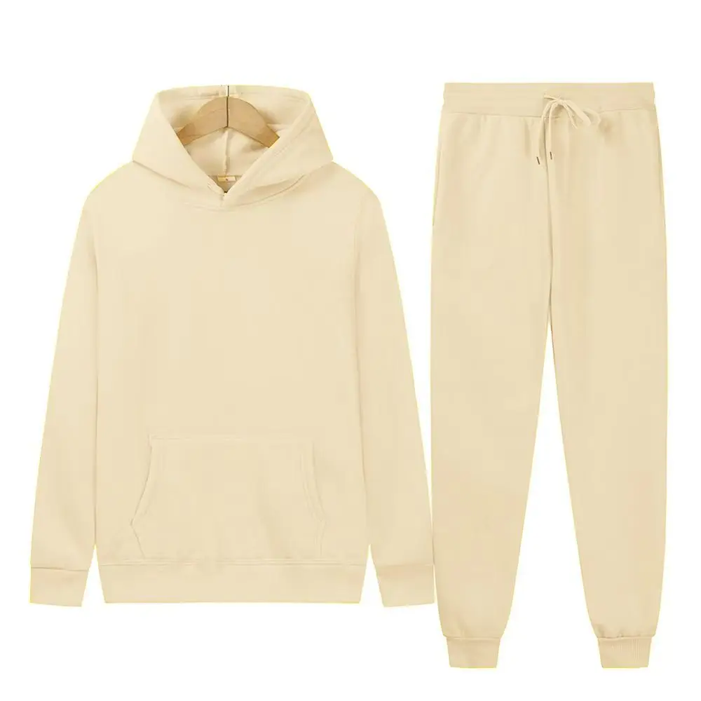 2024 outono/inverno nova moda feminina lazer versátil conjunto esportivo cor sólida manga longa com capuz + calças esportivas conjunto de duas peças