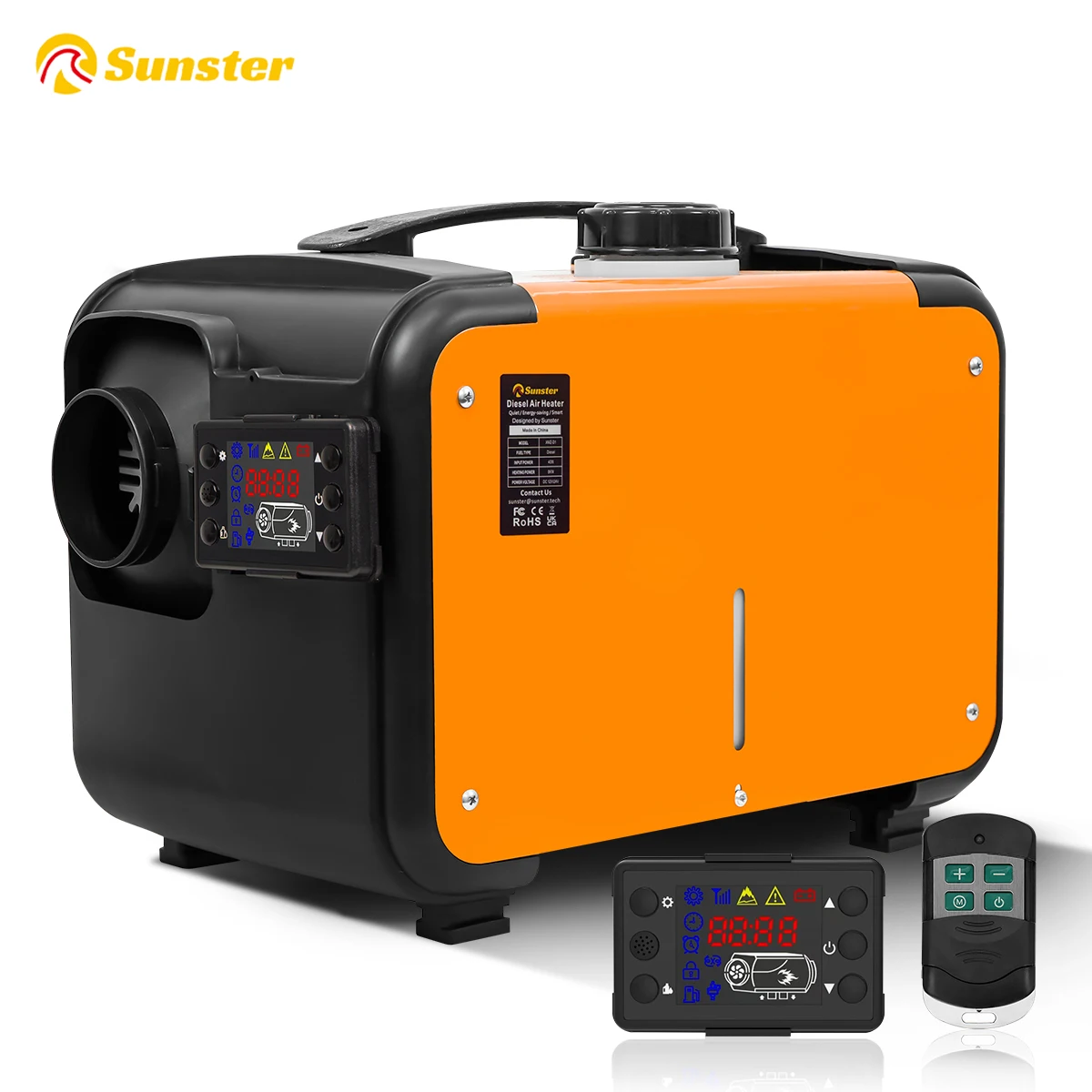 Image of Sunster 8KW 12V 24V Diesel-Luftheizung mit Schalldämpfern, LCD-Schalter, Auto-Standheizung für PKW, Anhänger, LKW, Diesel-Standheizung