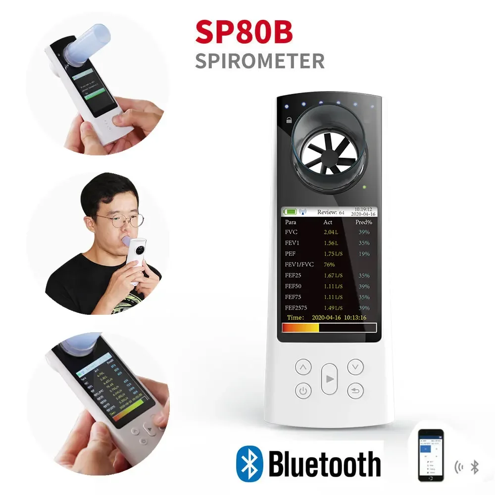 Цифровой Bluetooth спирометр CONTEC SP80B, диагностический виталограф, Спирометрия с программным обеспечением для ПК Espirometro