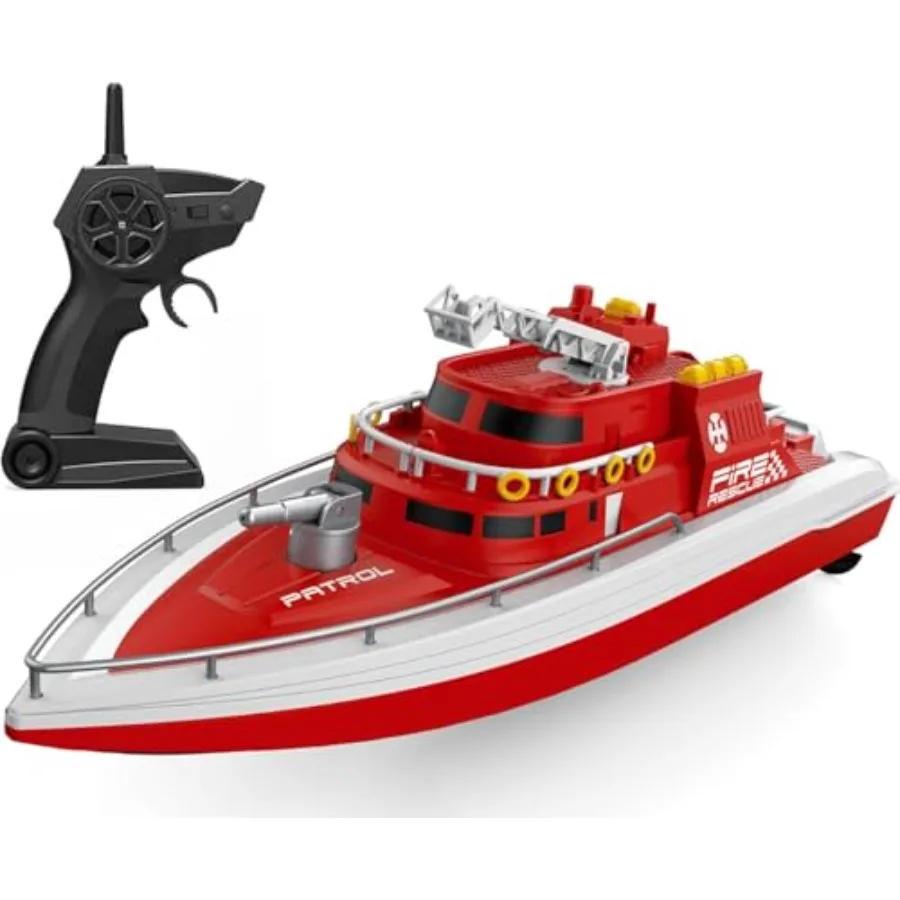 

RTR Remote Control Boat 1:28 Scale Simulated Fireboat 4CH Electric RC Watercraft 15km/h with 3 Motors Spraying Water on Lake Po