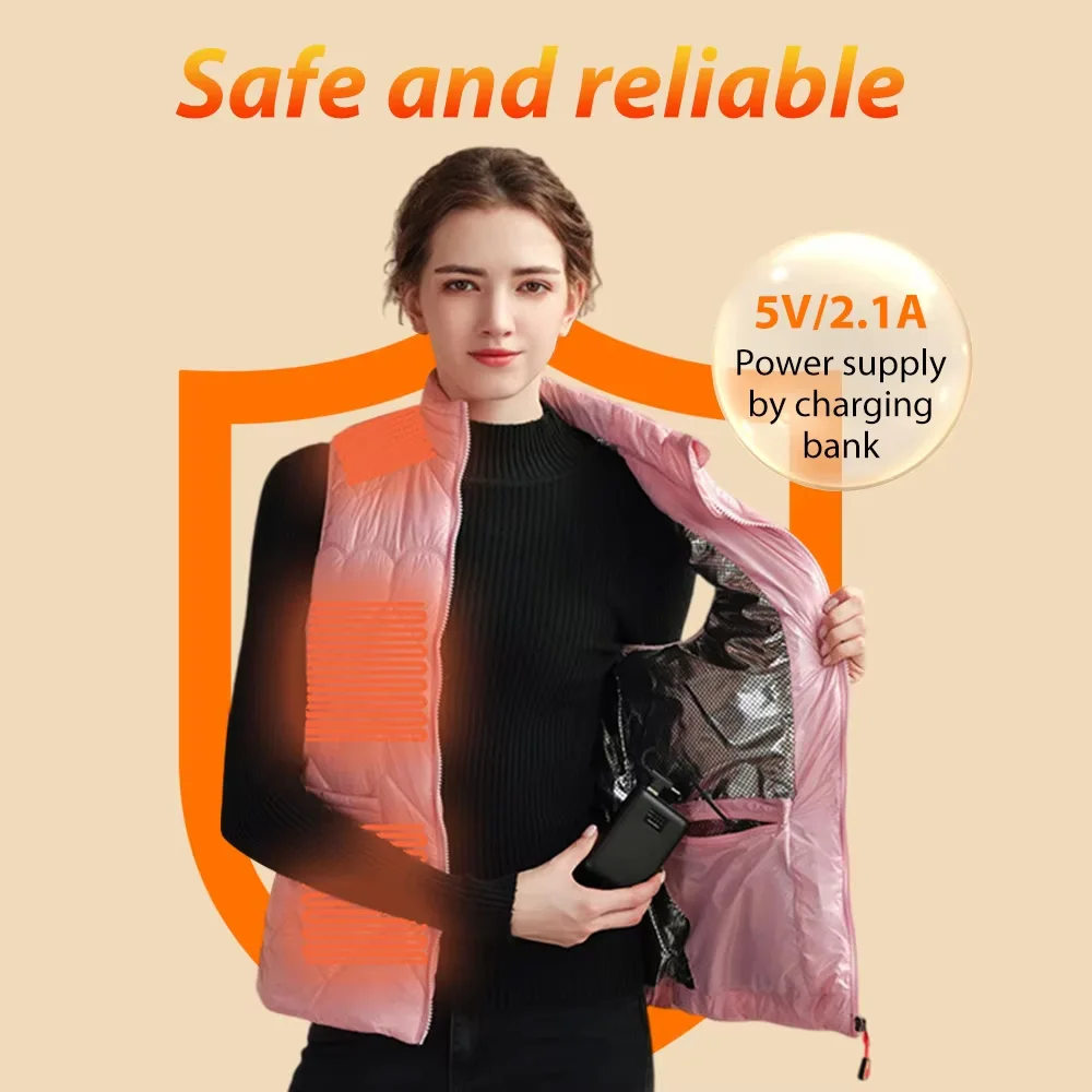15 Zones Smart Heating Vest Adjustable Three Control Electric Thermal Warmer Coat Winter Warm Padded Sleeveless Thermal Clothes