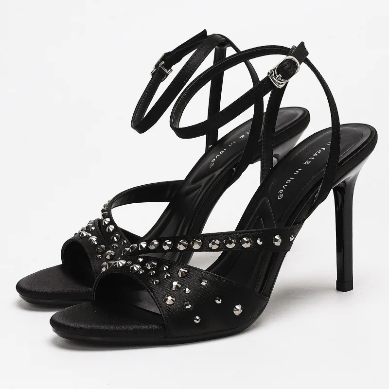 

Rhinestone Sexy High Heels for Women Pumps Luxury Shiny Party Wedding Shoes Pumps Fashion Ankle Strap Designer Sandals Women