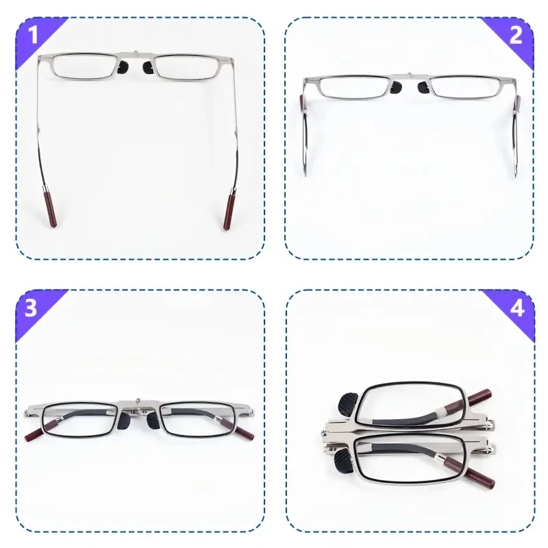 Ultradünne faltbare Lesebrille aus Palisander, tragbar, ultraleicht, fertig, kompakt, mit Brillenetui, 1,0–4,0 – Detail 3