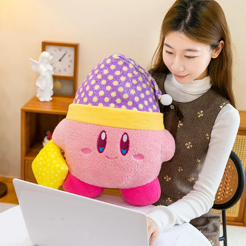 65cm Cute Nightcap Kirby Plush Toy Big Size Kawaii Cartoon Kirby Plushies Soft Stuffed Doll Girl Sleeping Pillow Birthday Gift view 3