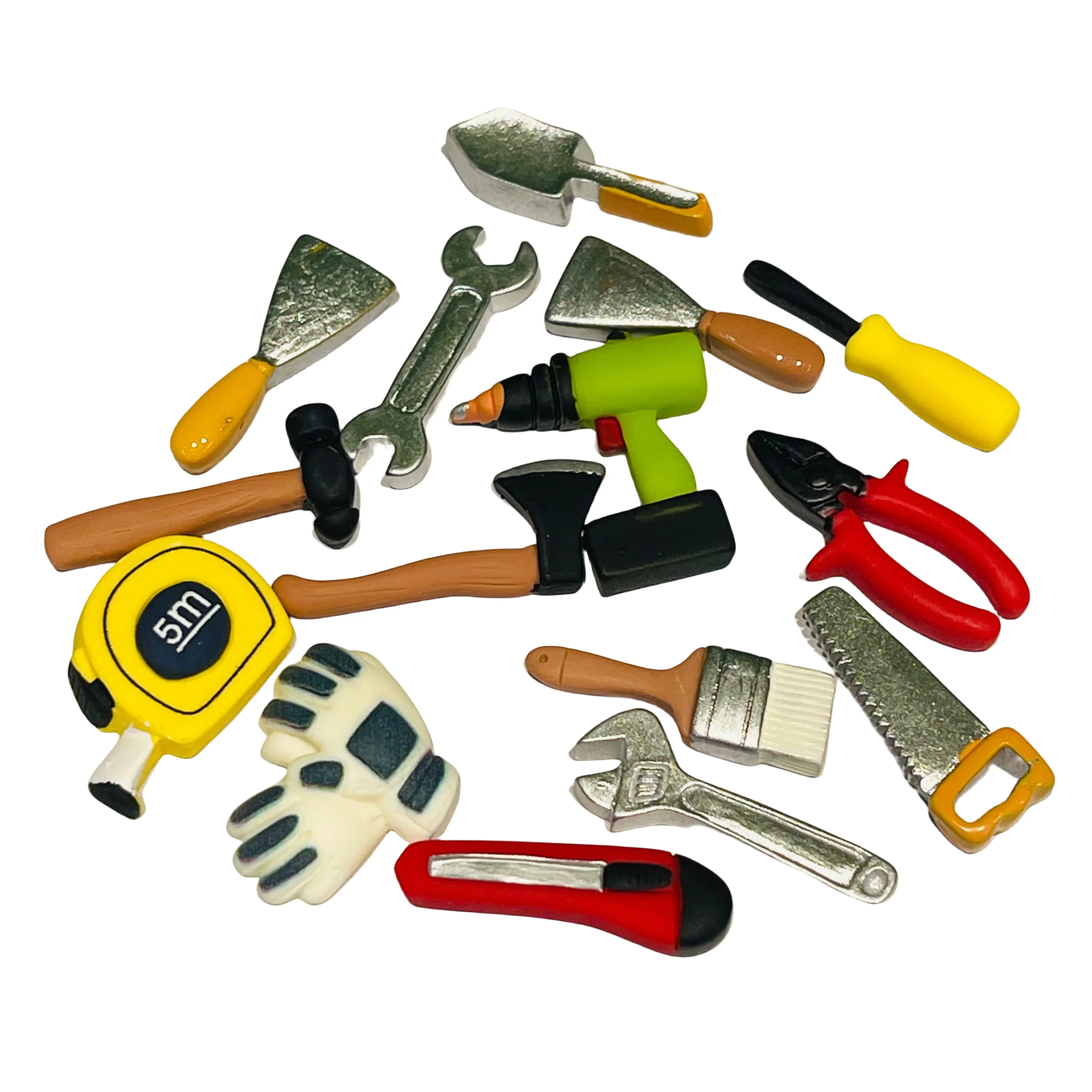 1-15PCS Hammer Axe Tape Measure Wrench Saw Resin Sandals Shoe Charms Garden Shoes Button Accessories Decoration Holiday Present