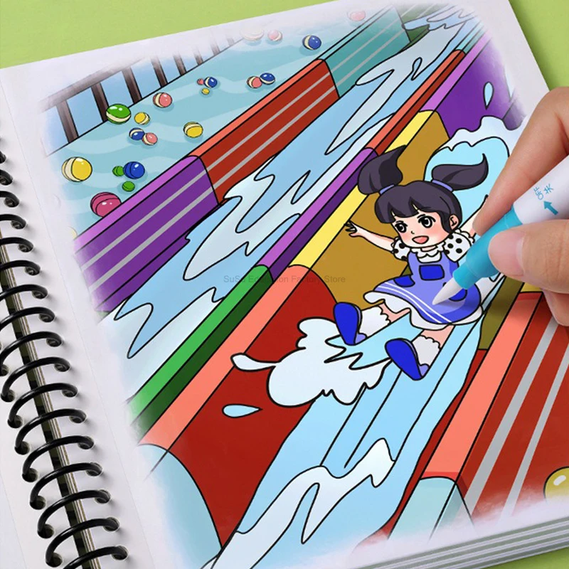 Reusable Graffiti Water Drawing Children's Magical Water Drawing Notebook Notebook Water Pen Coloring Drawing Set