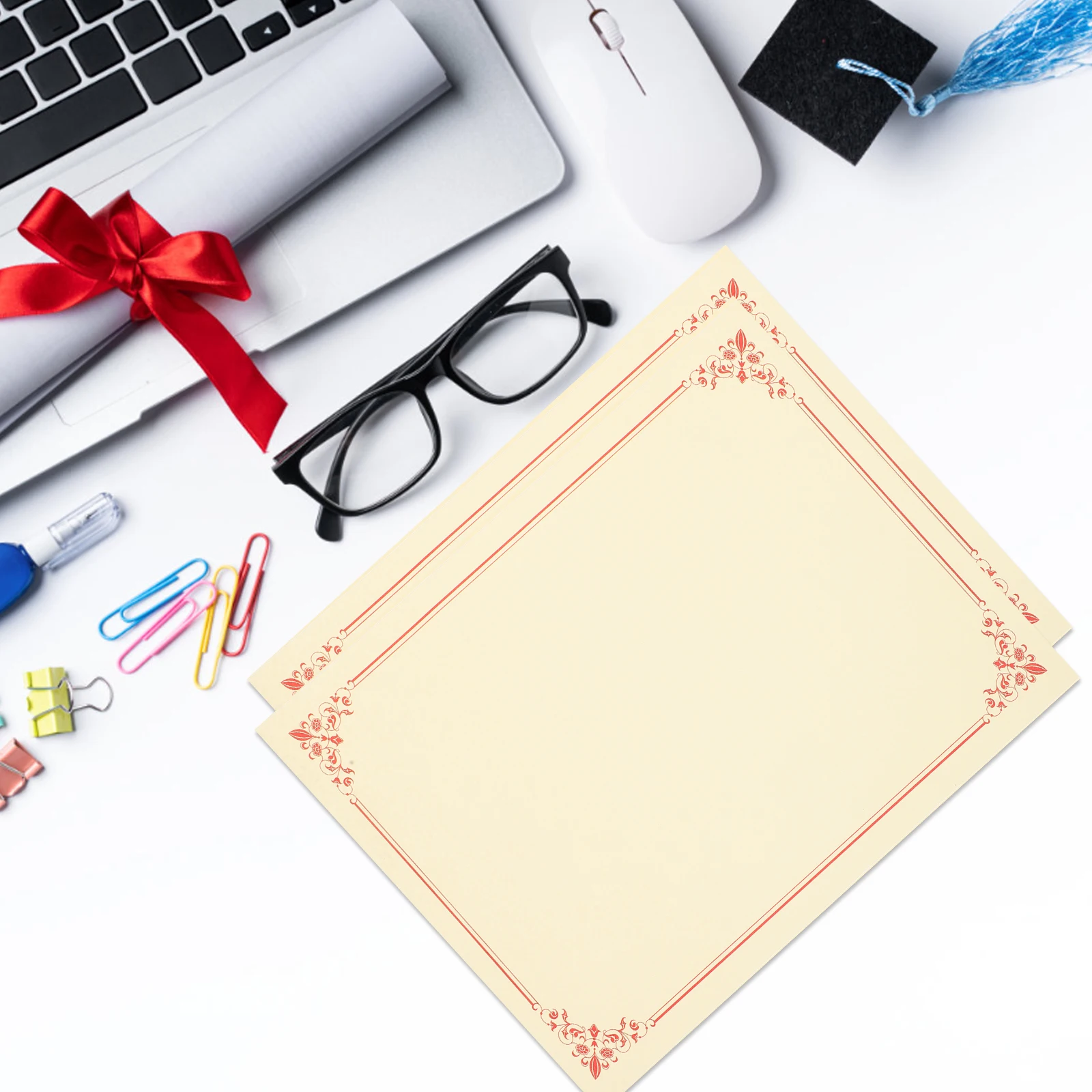 

10pcs Blank Honor Certificate Paper 8.5X11 Inch Printable Diploma Liner For School Awards Decorative Inner Paper Office Craft