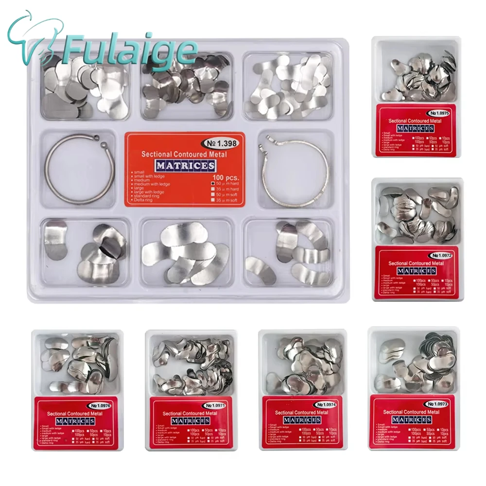 100PCS Palodent V3 Style Matrix Band Ring Kit with Clamp 3D Wedges Plier Dental Sectional System
