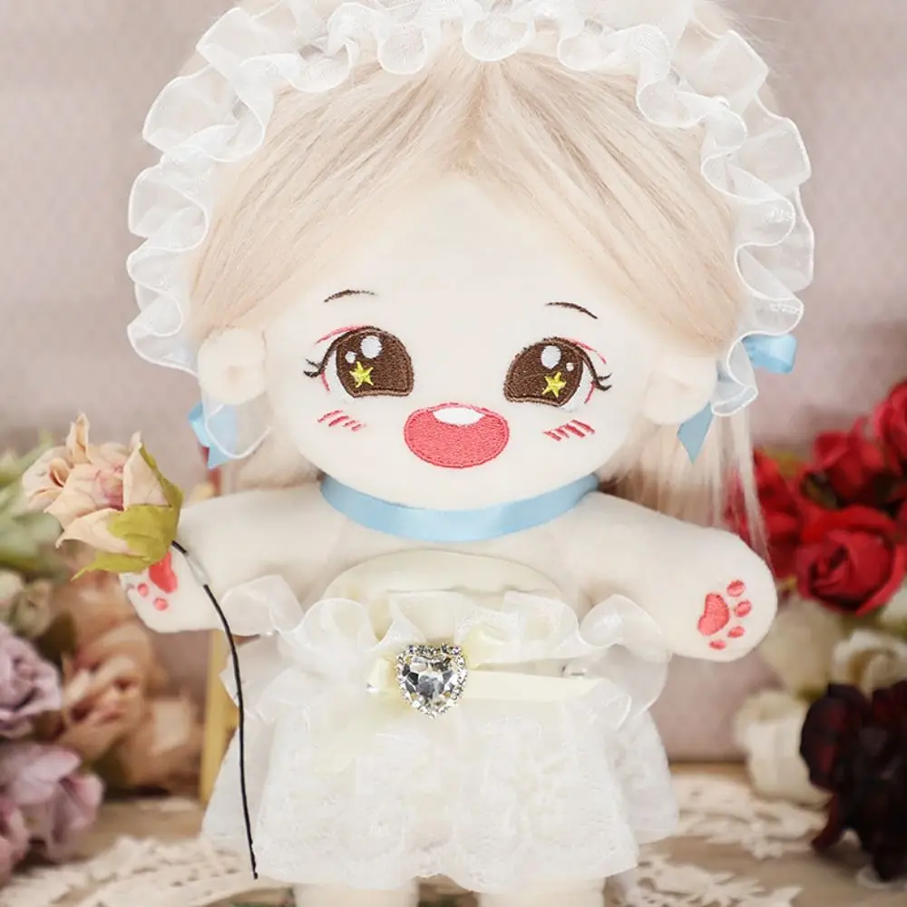 Princess Dress 20cm Cotton Doll Dress Black Rose Cotton Doll Clothes Replacement White Plush Toy Clothes Doll Accessories