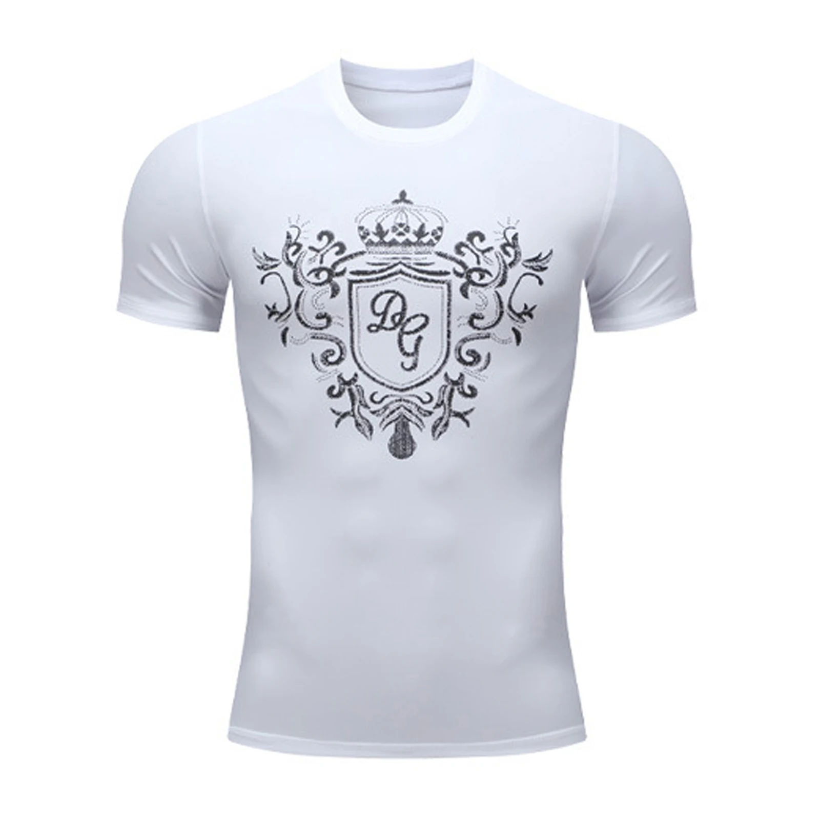

Adult Men Stylish Printed Moisture-Wicking Athletic Top Round Neck Short Sleeve T-shirt for Workout Exercise Running Cycling