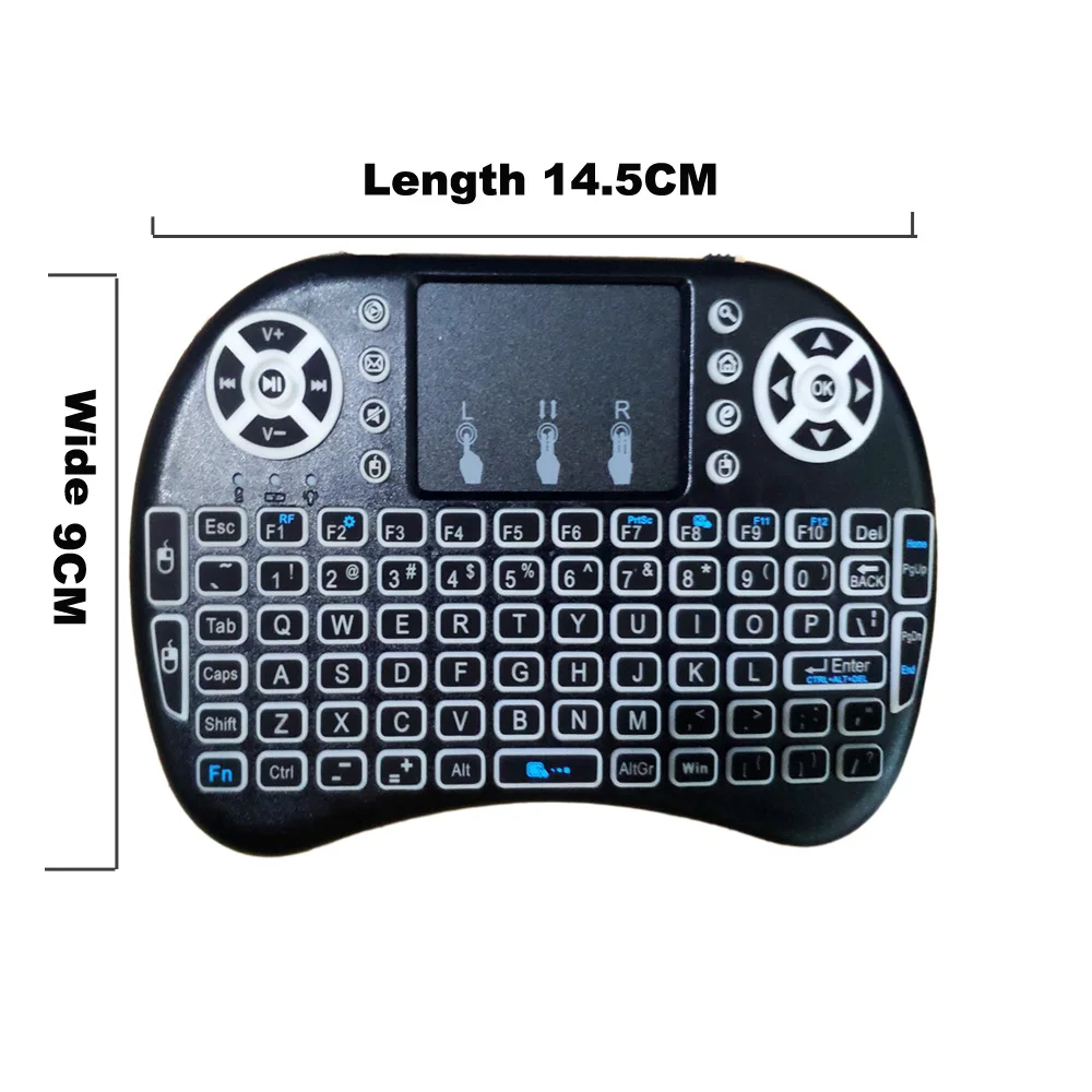 N الإنجليزية الروسية الفرنسية الإسبانية البرتغالية 2.4Ghz USB لوحة اللمس ل أندرويد TV Box PC الخلفية لوحة المفاتيح اللاسلكية الصغيرة I8