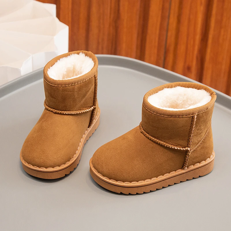 Kinder Schneestiefel Prägnanter Stil Plüsch Chunky Winter Kinder Kurzstiefel Einfarbig Slip-on Unisex Klassische Jungen Mädchen Schuhe 23-36 – Detail 24