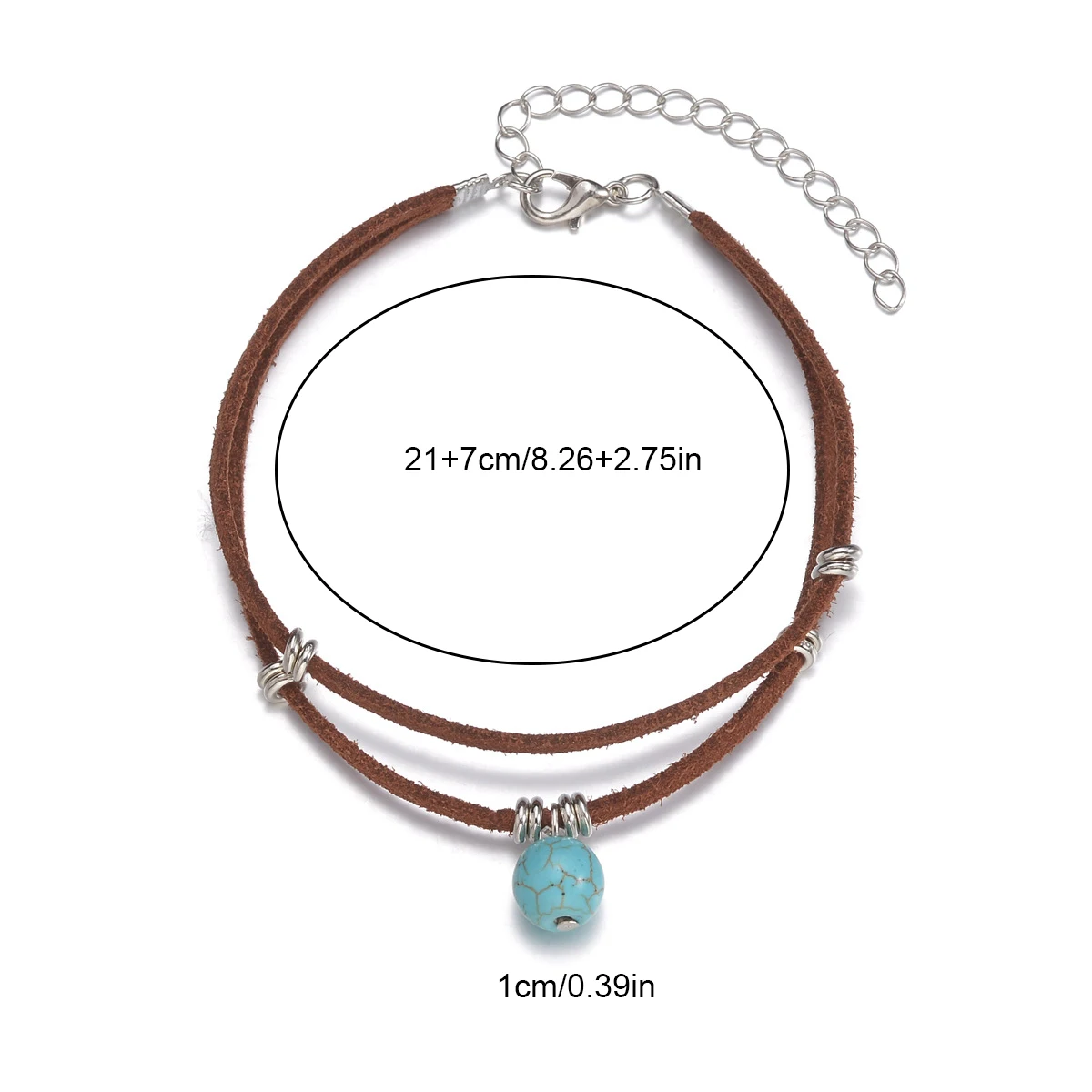 Fashion Trend Boho Style Turquoise Bead Pendant Anklet Double Layer Anklet Women\'s Summer Beach Jewelry Gift Accessories