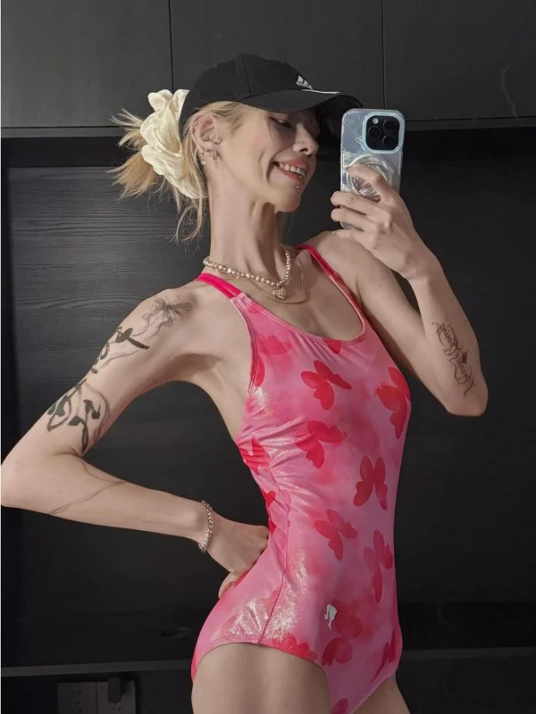 

Розовый гоночный купальник Pink Elf для женщин, новинка 2025 года, цельный, сексуальный, для плавания и профессиональных тренировок в зале, высокоэластичный