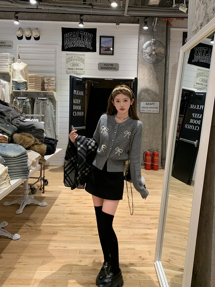 

Chen DaYu Sli Unique Knot Sweater Coat Women's Autumn Winter Long Sve Knitted Open Cardigan Design Sense Top