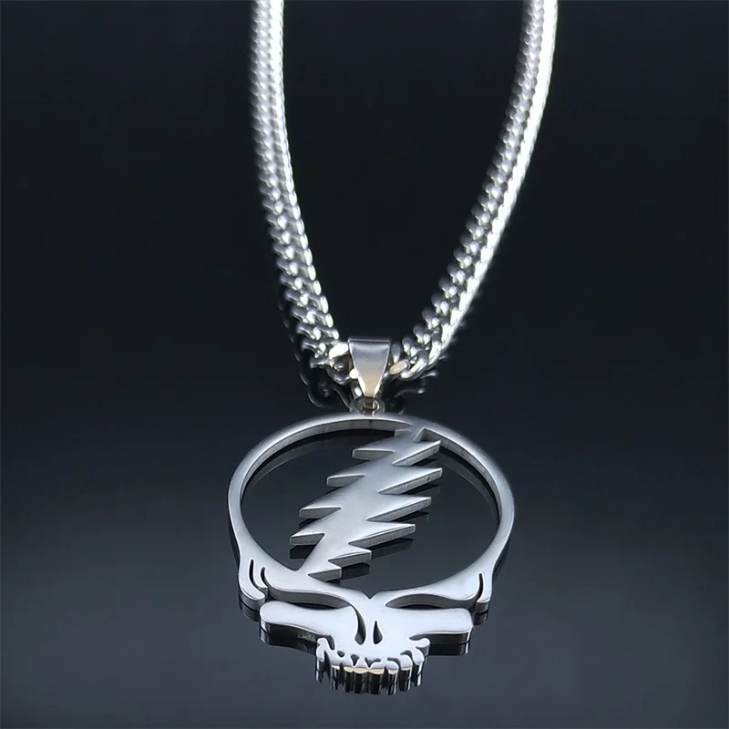 Skull Stainless Steel Chain Necklaces Silver Color Statement Necklace Jewelry collar acero inoxidable N4206S06